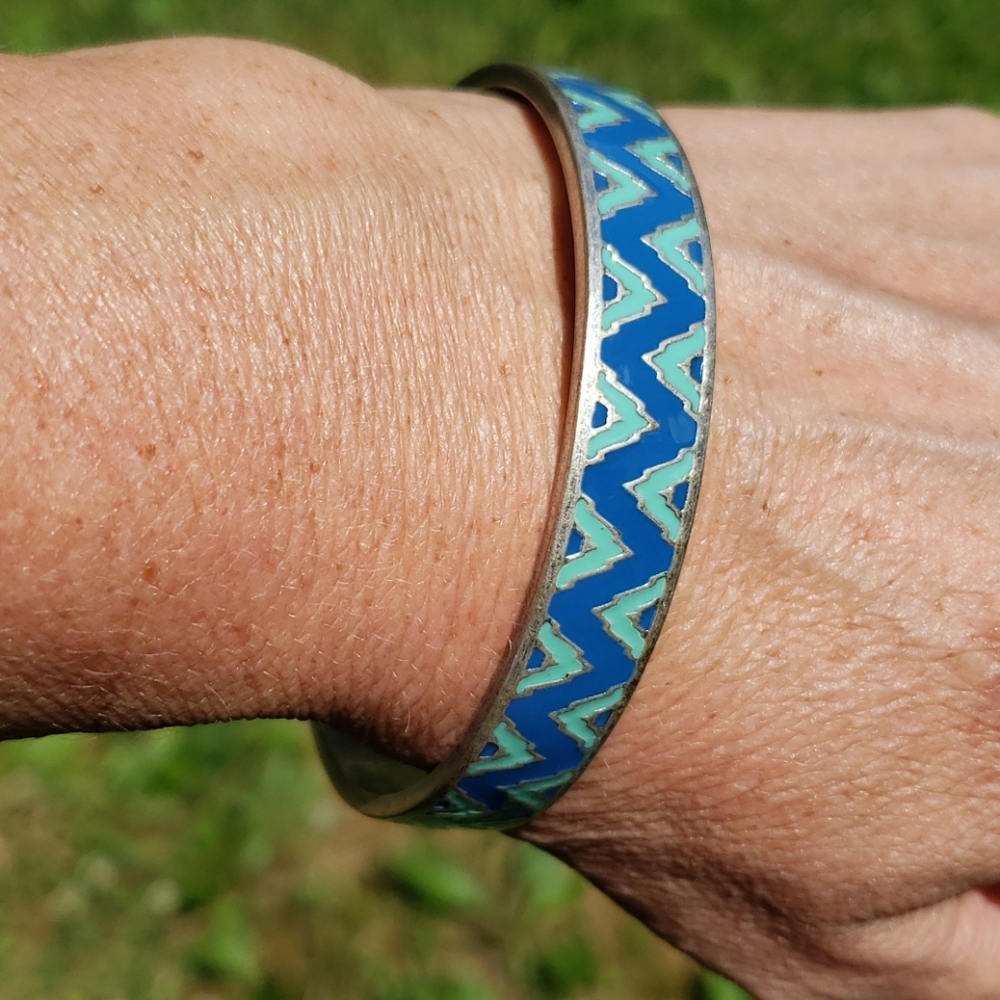 Lucky brand blue & green silver metal bracelet